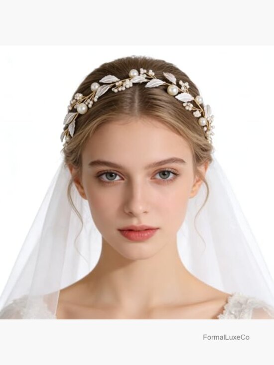 Handmade Wire Woven Bridal Hair Vine with Pearl Clusters